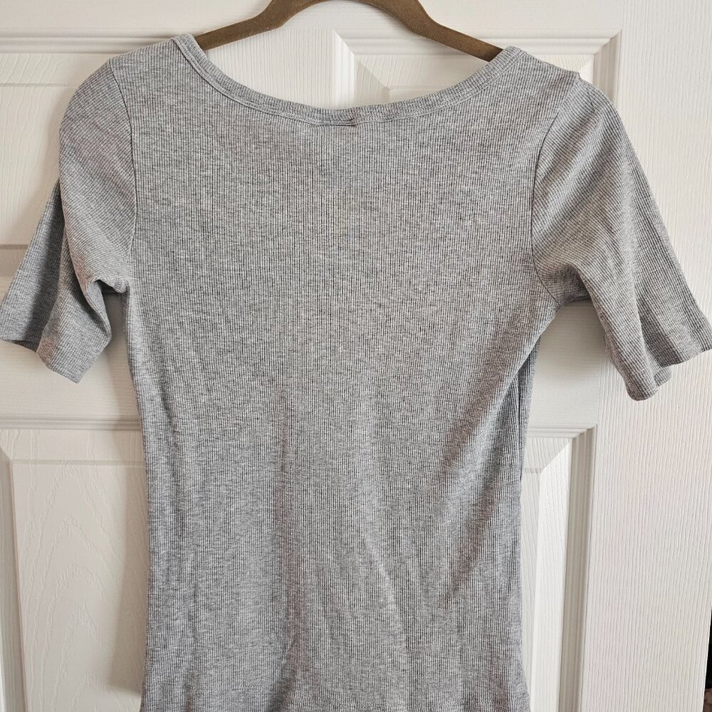 H&M Grey Ribbed Square Neck Top - Picture 4 of 5